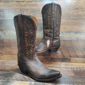 Old West Women's Canyon Brown Leather Cowboy Boots Size 8.5